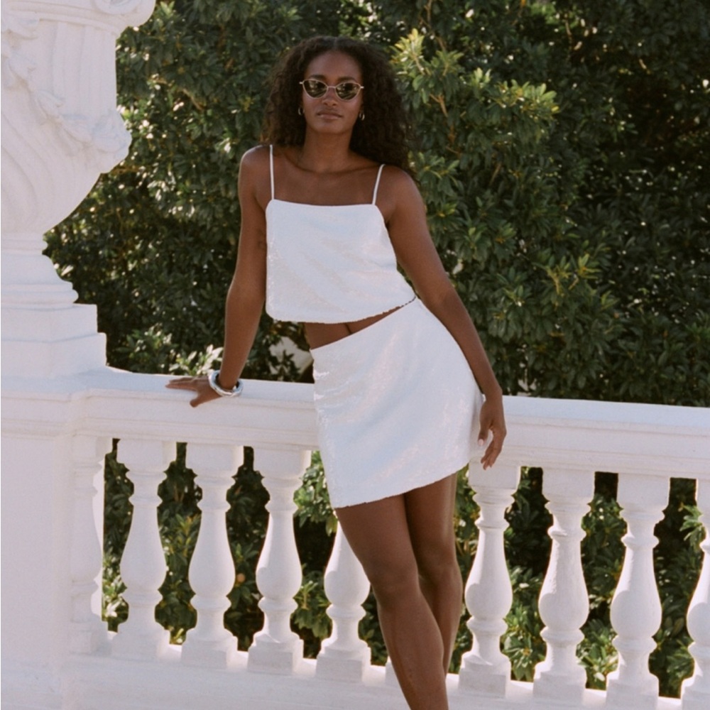 White Sequin Skort